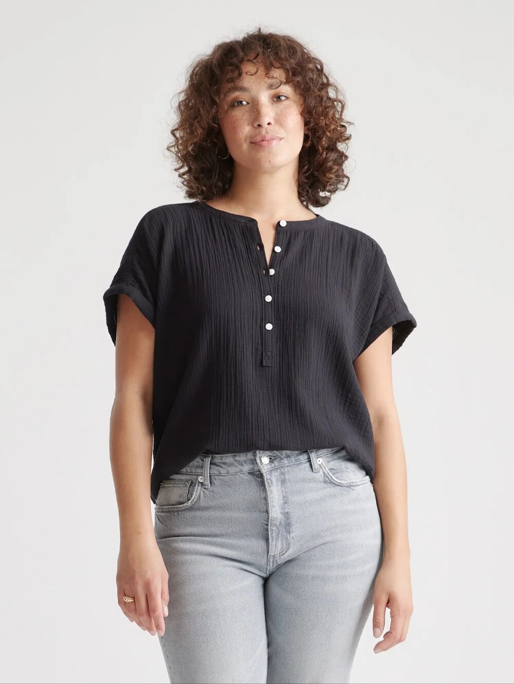 Quince Cotton Gauze Roll Sleeve Shirt